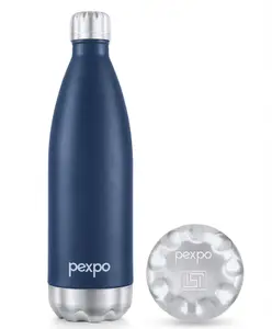 PEXPO Electro 24 Hrs Hot & Cold ISI Certified Flask | Stainless Steel Water Bottle - 750ml Denim Blue | Thermoflask | Office Bottle | Workout | Travelling | Home | Adults & Kids