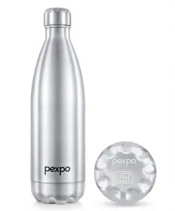 PEXPO Electro 24 Hrs Hot & Cold ISI Certified Flask | Stainless Steel Water Bottle - 750ml Silver | Thermoflask | Office Bottle | Workout | Travelling | Home | Adults & Kids