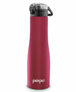 Pexpo Monaco Stainless Steel Fridge Cooling/Sports Sipper Water Bottle 1 Litre, Crimson Red |Single Walled|Easy Grip|Home, Office, Gym, School, Yoga, Trekking, Men, Women & Kids