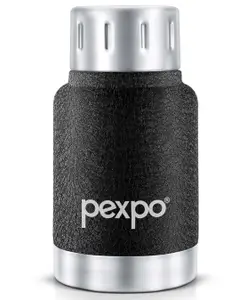 Pexpo Cameo Hot & Cold 160ml Stainless Steel Water Bottle|Black| Vacuum Insulated| Leak proof & BPA Free| Screw Cap| Office, School, Gym, & Travelling|Men, Women & Kids
