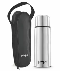 Pexpo Flip Pro 18Hrs Hot & Cold |500 ML Vacuum Insulated Stainless Steel Flask| Silver | Zipper Bag |Steel Bottle|Thermoflask|Leak Proof|Travelling|School & Trekking|Office|Gym