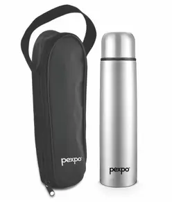 Pexpo Flip Pro 18Hrs Hot & Cold |750 ML Vacuum Insulated Stainless Steel Flask| Silver | Zipper Bag |Steel Bottle|Thermoflask|Leak Proof|Travelling|School & Trekking|Office|Gym