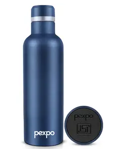 Pexpo Stainless Steel Hot and Cold Vacuum Insulated ISI Certified Flask,500 ml, Denim Blue, Set of 1, Oreo | Double Wall Flask | BPA Free | Office | School | Home | Hiking | Gym