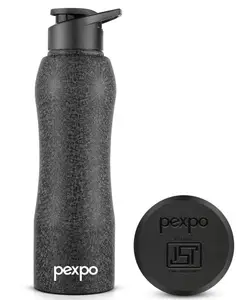 Pexpo Bistro Stainless Steel Fridge Cooling Sports Sipper Water Bottle 750 ml Black |Single Walled| Easy Grip| Home Office Gym School Yoga Trekking Men Women & Kids