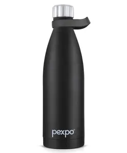 Pexpo Evok Stainless Steel Hot and Cold Vacuum Insulated ISI Certified Flask, 750ml,Knight Black | Double Wall Flask | BPA Free | Office | School | Home | Kitchen | Travel | Hiking
