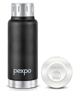 Pexpo Cameo Hot & Cold 300ml Stainless Steel Water Bottle|Black Knight| Vacuum Insulated| Leak proof & BPA Free| Screw Cap| Office, School, Gym, & Travelling|Men, Women & Kids