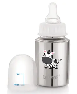 Dr. WateR Dr.WaterR Stainless Steel Baby Feeding Bottle 150ml 1 Extra Nipple Zebra character Printed
