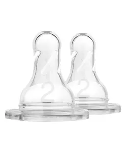 Dr. Brown's Dr Browns Natural Flow Silicone Narrow Teats Level 2 (Pack of 2)-White