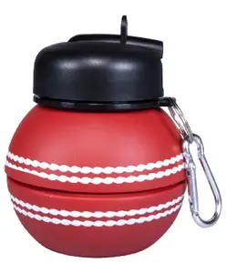 Smily Kiddos Silicone Expandable & Foldable Cricket Ball Shaped Water Bottle Red - 550 ml