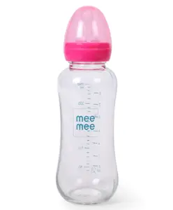 Mee Mee Premium Glass Feeding Bottle Pink - 240 ml