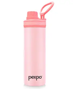 Pexpo Texas Stainless Steel Hot & Cold Vacuum Insulated Flask, 500ml, Baby Pink| Leak Proof | Easy to Carry Loop Handle | Sports Water Bottle | Trekking | Gym | Office | Home | Kitchen
