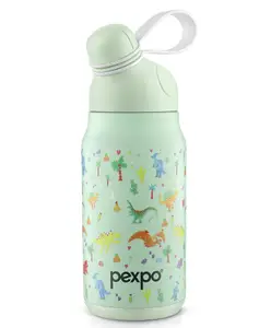 Pexpo Piano- Cute Sipper|Hot & Cold Thermoflask - 425 ml, Dinasour Print|Stainless Steel Water Bottle for Kids & Adults|Vacuum Insulated|Portable Handle|Double Wall | School,Home,Gym,Yoga & Trekking
