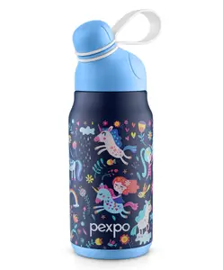 Pexpo Piano- Cute Sipper|Hot & Cold Thermoflask - 425 ml, Unicorn Print|Stainless Steel Water Bottle for Kids & Adults|Vacuum Insulated|Portable Handle|Double Wall | School,Home,Gym,Yoga & Trekking