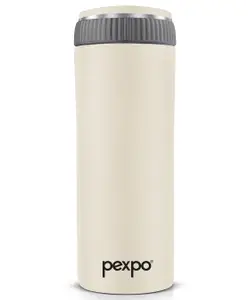 Pexpo Crypto ISI Certified Hot & Cold Flask 500ml-Bone Grey Stainless Steel | Vacuum Insulated Thermosteel Flask| Leak Proof| Thermos Mug| Travel Mug | Adults| Boys & Girls