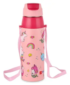Cello Kidzbee Era 600 Pink Parade Stainless Steel Water Bottle with 3D Printed Touch & Feel Sticker Pink - 520 ml