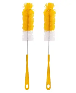Adore Duece Long Handled Nylon Baby Bottle Cleaning Brush Kit Pack of 2- Yellow