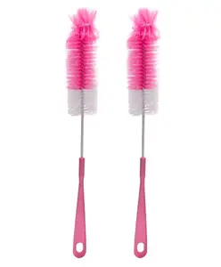Adore Duece Long Handled Nylon Baby Bottle Cleaning Brush Kit Pack of 2- Pink