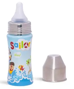 Adore SPRINT! Printed Stainless Steel Feeding Bottle with Premium Matte Dual Anti-Colic Teat 250ml- Sailor