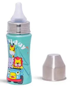 Adore SPRINT! Printed Stainless Steel Feeding Bottle with Premium Matte Dual Anti-Colic Teat 250ml- Holiday