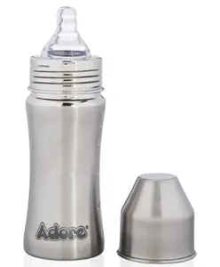 Adore Zion Stainless Steel feeding bottlw with anti-colic teat 250ml