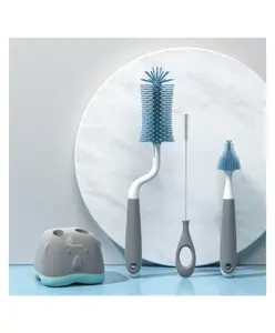 R For Rabbit Hygo Care Teddy Baby Bottle Cleaner Brush Set With Storage Box - Blue