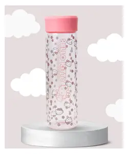 Paper Moon Kitty Glass Water Bottle with Lid for Kids BPA-Free and Reusable, Color May Vary - 400ml