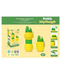 YAMAMA Water Bottle Freshship Juicy Pineapple Design Silicone Collapsible Folding Drink Bottle Washable Water Bottle 700 ml - Multicolor
