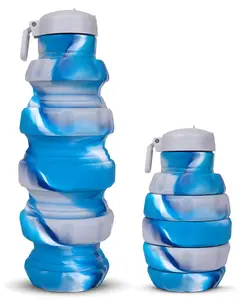 YAMAMA Water Bottle Coolsip Silicone Collapsible Folding Drink Bottle Washable Water Bottle 500 ml Blue