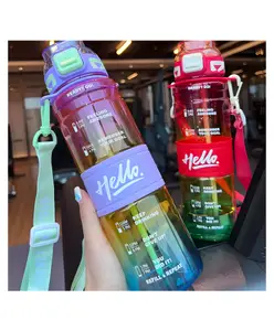 SCHOOLISH 27 OZ 800 ml gradient silicone portable sports water bottle with water intake measurement - Pack of 1 - Color May Vary