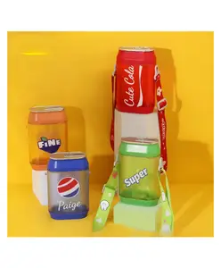 SCHOOLISH creative straw strap plastic water bottle for kids Light-Up Straw Drink Cup Vibrant Flashing Plastic Water Bottle With Strap 400ml- Pack of 1 - Color May Vary