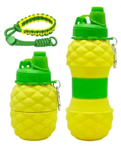 Bunie Pineapple Shaped Expandable Silicone Sipper Bottle with Wrist Strap 1 Pc Yellow