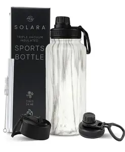 SOLARA Insulated Water Bottle 1000 ml, Hot Water Bottle, Thermosteel Water Bottle for Travel, Home, Office, School, Gym, Adults, Water Bottle Hot and Cold, Sipper Bottle, Elegant Marble