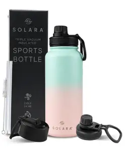 SOLARA Insulated Water Bottle 1000ml, Hot Water Bottle, Thermosteel Water Bottle for Travel, Home, Office, School, Gym, Adults, Water Bottle Hot and Cold, Sipper Bottle, Pink Teal