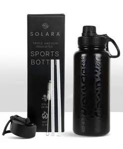 SOLARA Insulated Water Bottle 1000ml, Hot Water Bottle, Thermosteel Water Bottle for Travel, Home, Office, School, Gym, Adults, Water Bottle Hot and Cold, Sipper Bottle, Black Leapord