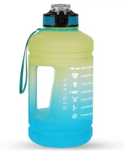 SOLARA 2.2L Sipper Water Bottle with Motivational Time Marker, Sipper Bottle for Adults, Water bottle for Gym, Office, Blue Hawaii, 2.2L