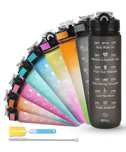 SOLARA Water Bottle 1 Litre with Motivational Time Marker, Leakproof Durable BPA Free Non-Toxic Water Bottle for Office, Gym, Detoxing eBook included, Black Knight