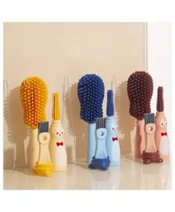 SKB 4 in 1 Scratch Free Silicone Bottle Cleaning Brush Kit - Color & Design May Vary