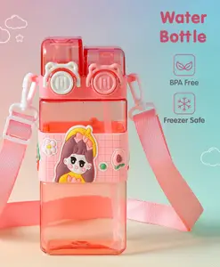 Fab N Funky Girl Print BPA Free Sipper Bottle Peach - 580 ml