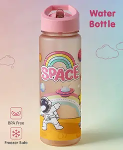 Fab N Funky Space theme Sipper Water Bottle|BPA Free|Leak Resistant|Freezer Safe| 700 ml|Perfect for School Kids & Outdoors|Pink