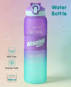Fab N Funky Sports Bottle with Winning Print Blue & Purple - 1000 ml