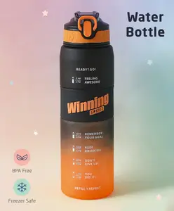 ZOE Freezer Safe & Leak Proof Sports Water Bottle Black & Orange - 1000 ml