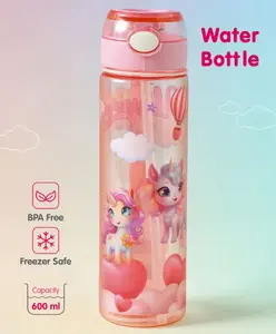 Fab N Funky Sipper Bottle with Unicorn Print Pink - 600 ml
