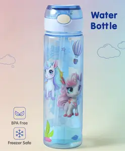 Fab N Funky Sipper Bottle with Unicorn Print Blue - 600 ml