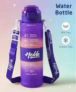 Fab N Funky BPA Free Sports Water Bottle Purple - 1000 ml