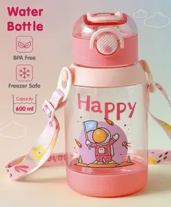 Fab N Funky Sipper Bottle with Space Theme Print Pink - 600 ml