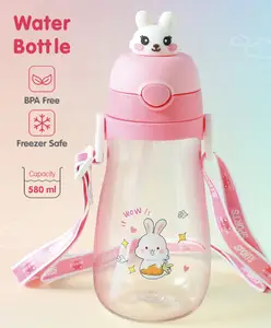 Fab N Funky Sipper Bottle with Bunny Print Pink - 580 ml