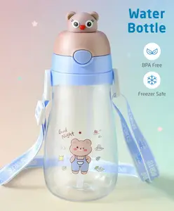 ZOE Leak Proof & Freezer Safe Bear Applique & Print Sipper Water Bottle Blue - 580 ml