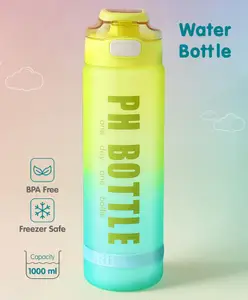 Fab N Funky Regular Water Bottle with PH Bottle Print Yellow - 1000 ml