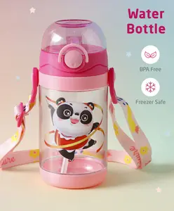 ZOE Leak Proof & Freezer Safe Panda Print Sipper Water Bottle Pink - 450 ml