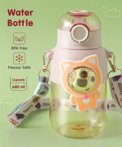Fab N Funky Bear Print Leak Proof Sipper Bottle Pink - 680 ml